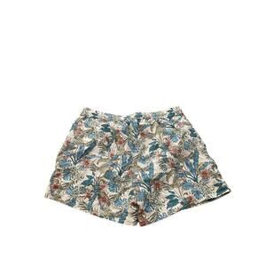 South Beach Cream Tropical Floral Drawstring Swim Trunks Size Large